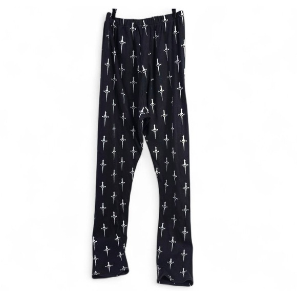 Vintage Lip Service Skull Dagger Black Rock N' Roll Pants Gothic Emo Punk USA‎ M - Picture 2 of 6